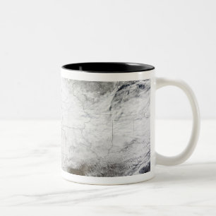Satellite view of a massive winter storm over U Two-Tone Coffee Mug