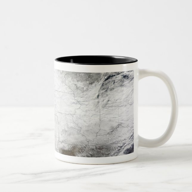 Satellite view of a massive winter storm over U Two-Tone Coffee Mug (Right)
