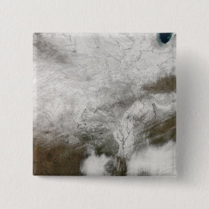 Satellite view of a severe winter storm 2 inch square button