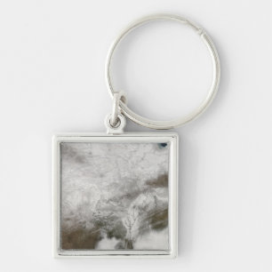 Satellite view of a severe winter storm keychain