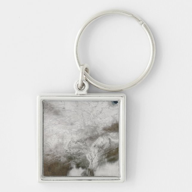 Satellite view of a severe winter storm keychain (Front)