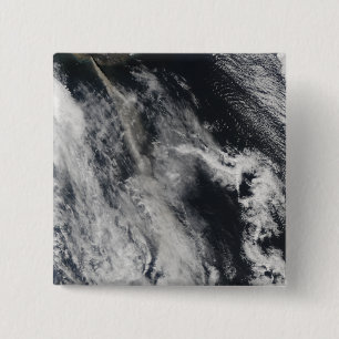 Satellite view of an ash plume 2 inch square button