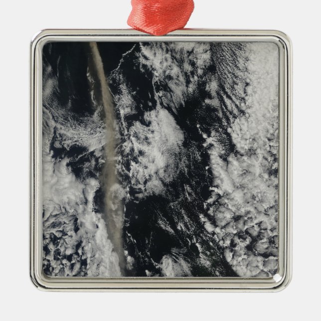 Satellite view of an ash plume metal ornament (Front)
