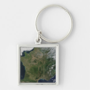 Satellite view of France Keychain