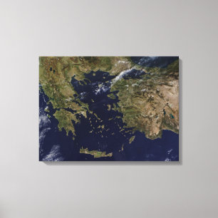 Satellite view of Greece and Turkey Canvas Print