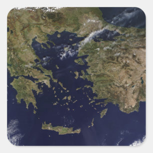 Satellite view of Greece and Turkey Square Sticker