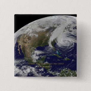 Satellite View of Hurricane Sandy 2 Inch Square Button
