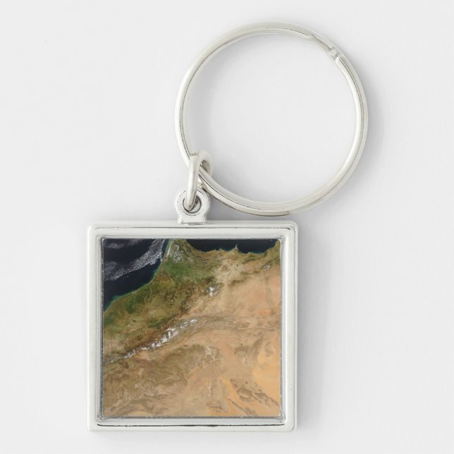 Satellite view of Morocco Keychain (Front)