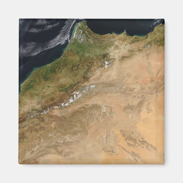 Satellite view of Morocco Magnet (Front)