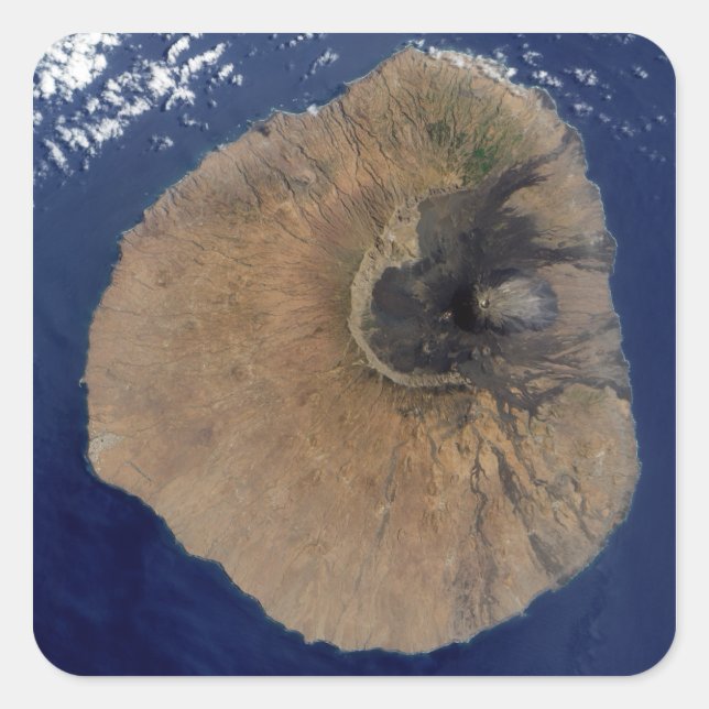 Satellite view of Mount Fogo Square Sticker (Front)