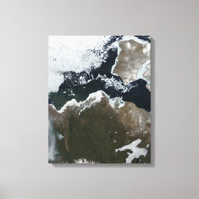 Satellite view of Northwest Canada Canvas Print (Front)