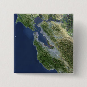 Satellite view of San Francisco, California 2 Inch Square Button