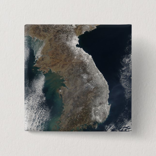 Satellite view of snowfall 2 inch square button (Front)