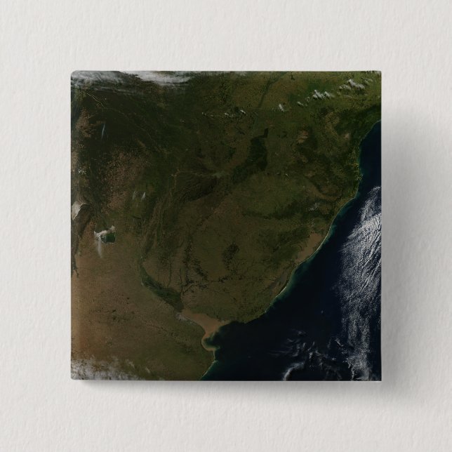 Satellite view of South America 2 Inch Square Button (Front)