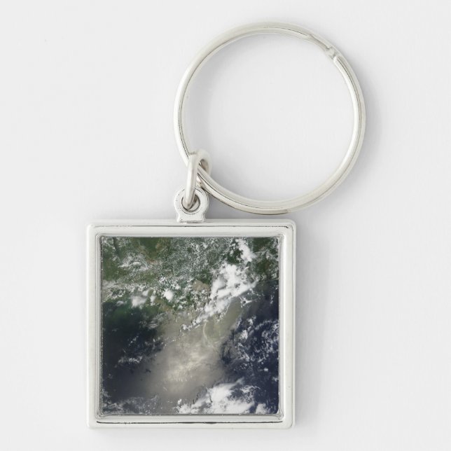 Satellite view of streaks and ribbons of oil keychain (Front)
