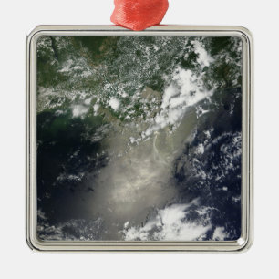 Satellite view of streaks and ribbons of oil metal ornament