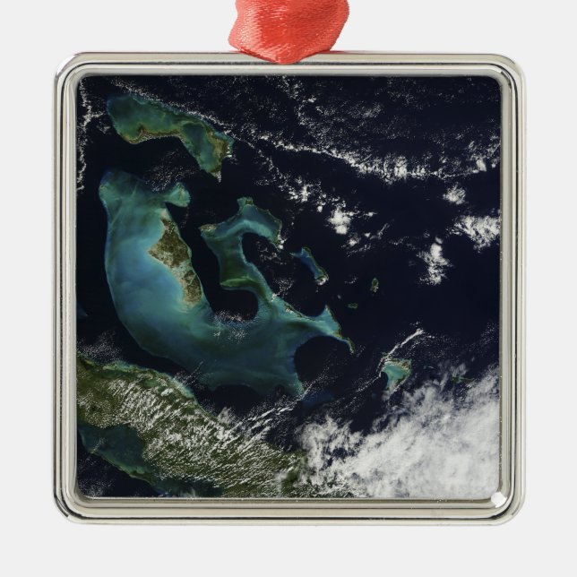 Satellite view of the Bahama Islands Metal Ornament (Front)