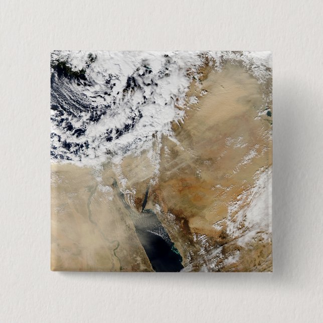 Satellite view of the Eastern Mediterranean 2 Inch Square Button (Front)