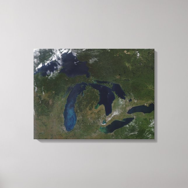 Satellite view of The Great Lakes Canvas Print (Front)