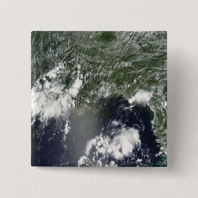 Satellite view of the Gulf of Mexico 2 Inch Square Button (Front)