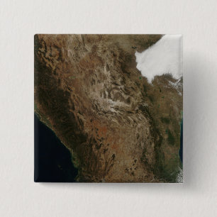 Satellite view of the landscape of central Mexi 2 Inch Square Button