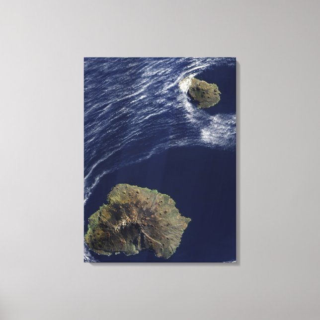 Satellite view of the Prince Edward Islands Canvas Print (Front)