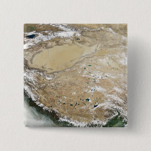 Satellite view of the Tibetan Plateau 2 Inch Square Button