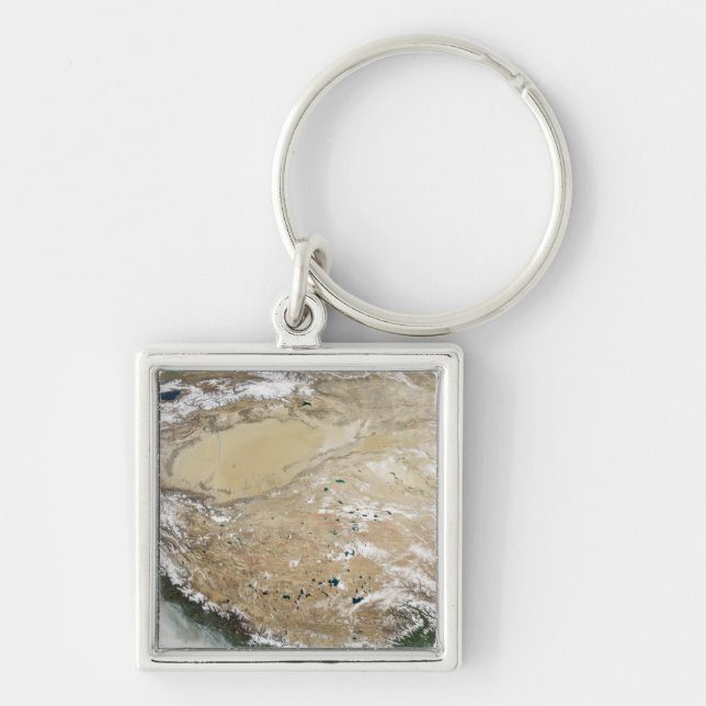 Satellite view of the Tibetan Plateau Keychain (Front)