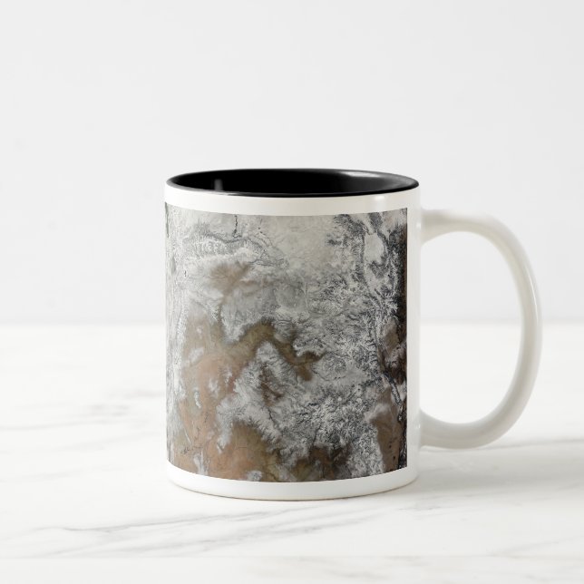 Satellite view of the western United States Two-Tone Coffee Mug (Right)