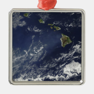 Satellite view of volcanic fog metal ornament