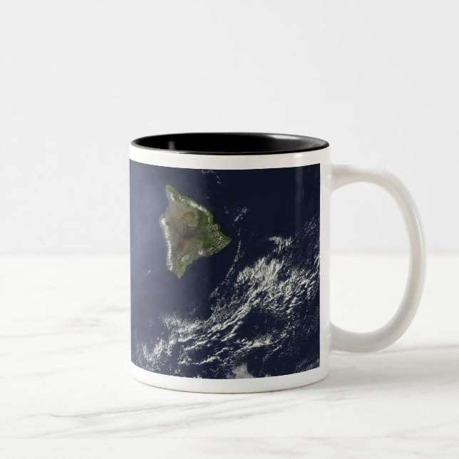 Satellite view of volcanic fog Two-Tone coffee mug (Right)