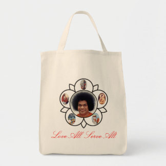 Sathya Sai Baba Portrait sur un sac de coton biolo