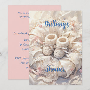 Satin and Lace Baby Digital Download Invitation