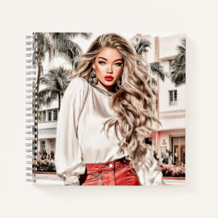 Satin Blouse Glam Girl Spiral Notebook
