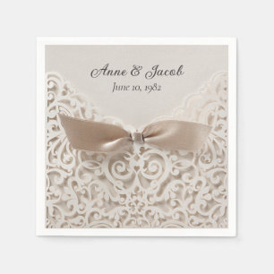 Satin Bow On Lace for Anniversary Napkin