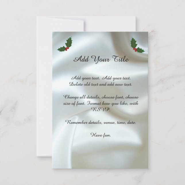 Satin de Noël et Invitation de mariage Holly (Devant)