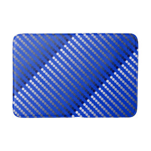 Satin dots - cobalt blue and pewter bath mat
