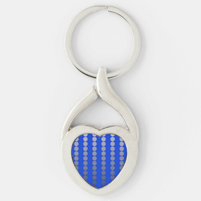 Satin dots - cobalt blue and pewter keychain (Front)