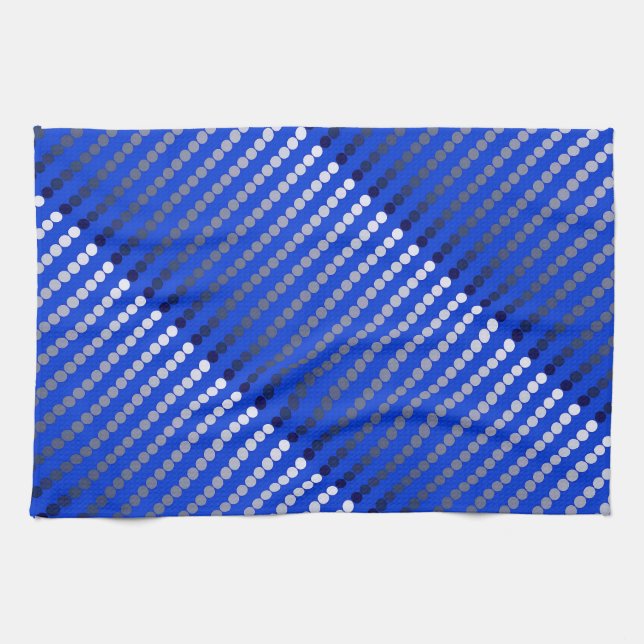 Satin dots - cobalt blue and pewter kitchen towel (Horizontal)