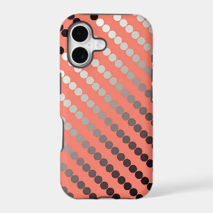 Satin dots - coral and pewter