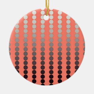Satin dots - coral and pewter ceramic ornament
