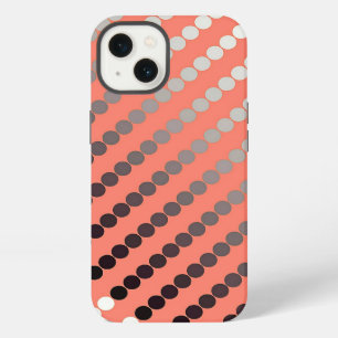 Satin dots - coral and pewter iPhone 13 case