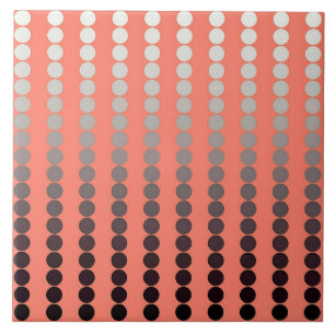 Satin dots - coral and pewter tile