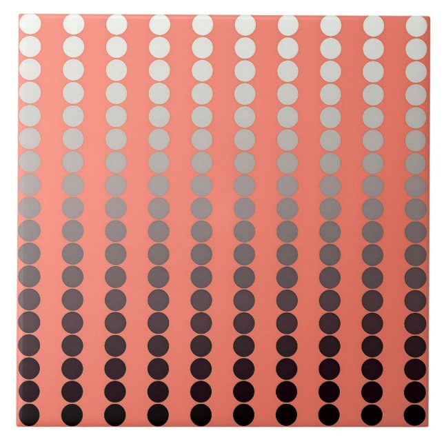 Satin dots - coral and pewter tile (Front)
