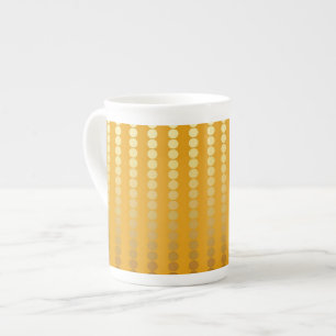 Satin dots - gold and mustard bone china mug