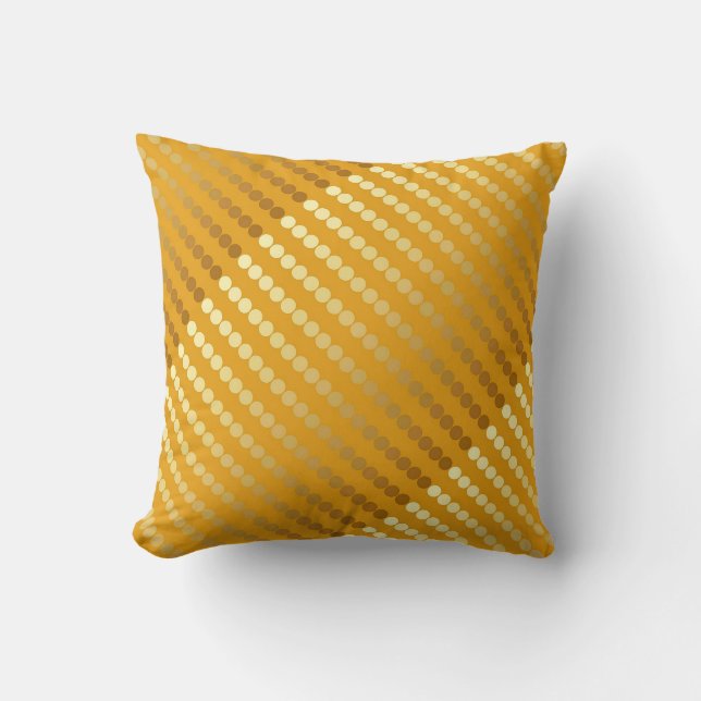 Satin dots - gold and mustard throw pillow (Front)