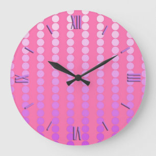 Satin dots - pink and orchid large clock