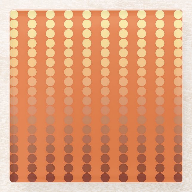 Satin dots - rust and gold glass coaster (Front)