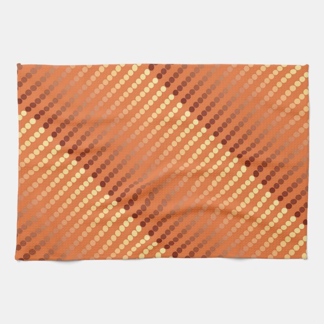 Satin dots - rust and gold kitchen towel (Horizontal)