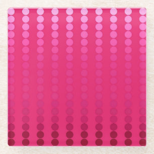 Satin dots - shades of fuchsia pink glass coaster